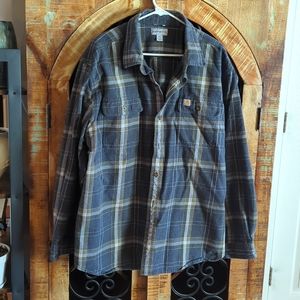 Carhartt Original Fit Heavyweight Flannel Shirt. 2XL. Gray & Green.